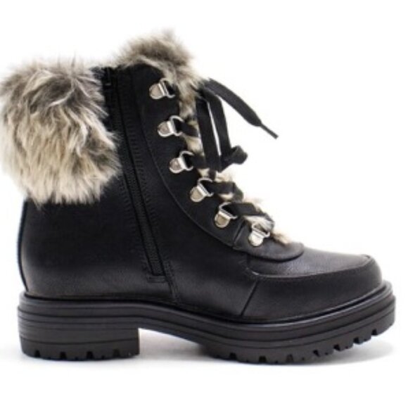 Sun + Stone Women's Orlaa Combat & Lace-up Boots Black Size 7 - Picture 2 of 2